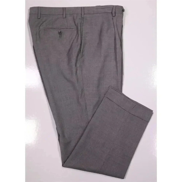 R. Caruso Current Light Gray Pleated Stretch Wool Dress Pants 36x30 - Picture 1 of 8